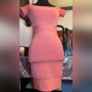 Guess Pink Strapless Ribbed Bodycon Dress